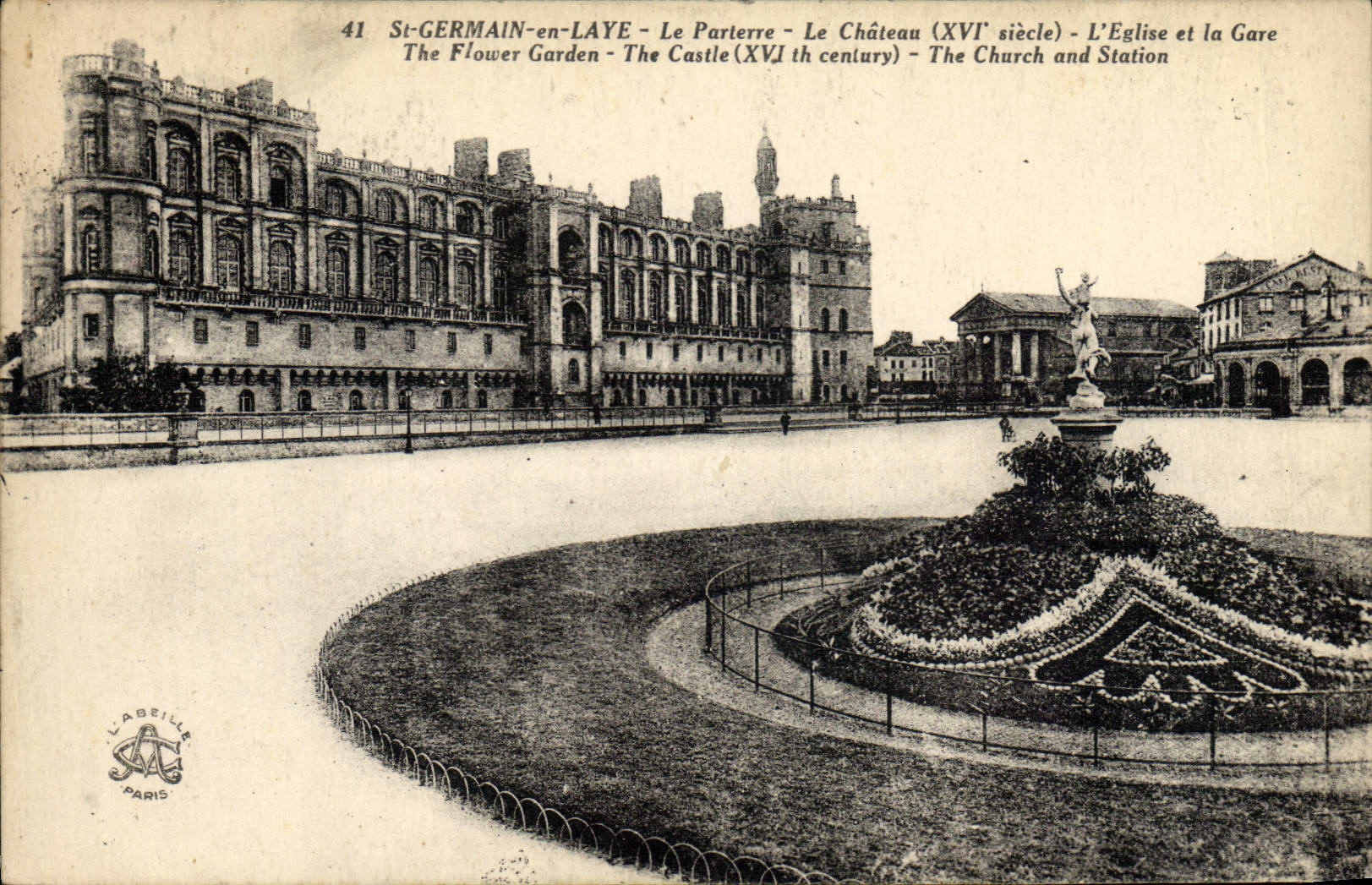St-GERMAIN-en-LAYE - Le Parterre - Le Château (XVIe siècle) - L'Église et la Gare
