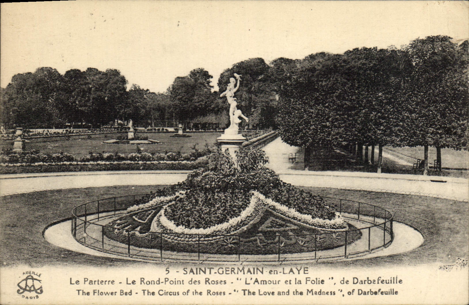 Saint-Germain-en-Laye — Le Parterre - Le Rond-Point des Roses - "L'Amour et la Folie", de Darbefeuille