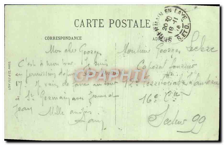 CPA Saint Germain En Laye Le Chateau d'Hennemont — Verso