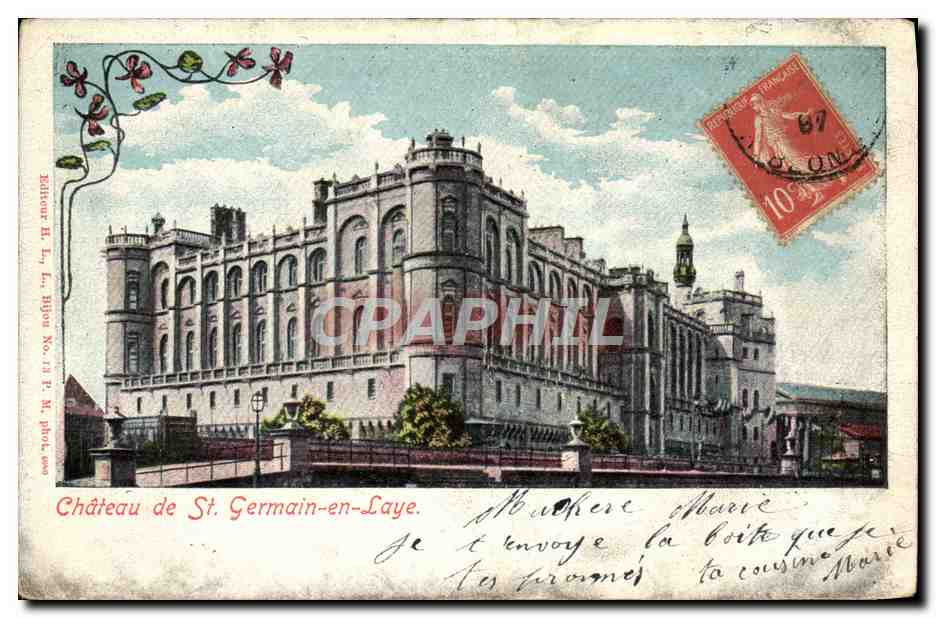 Schloss St. Germain-en-Laye — Panoramablick — Verlag H. L. Hijo, Nr. 13 - Vorderseite