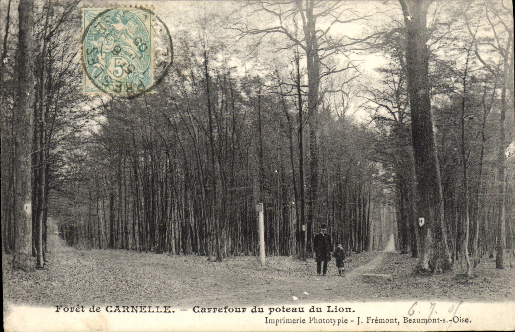 CPA Foret De Carnelle Carrefour Du Poteau Du Lion