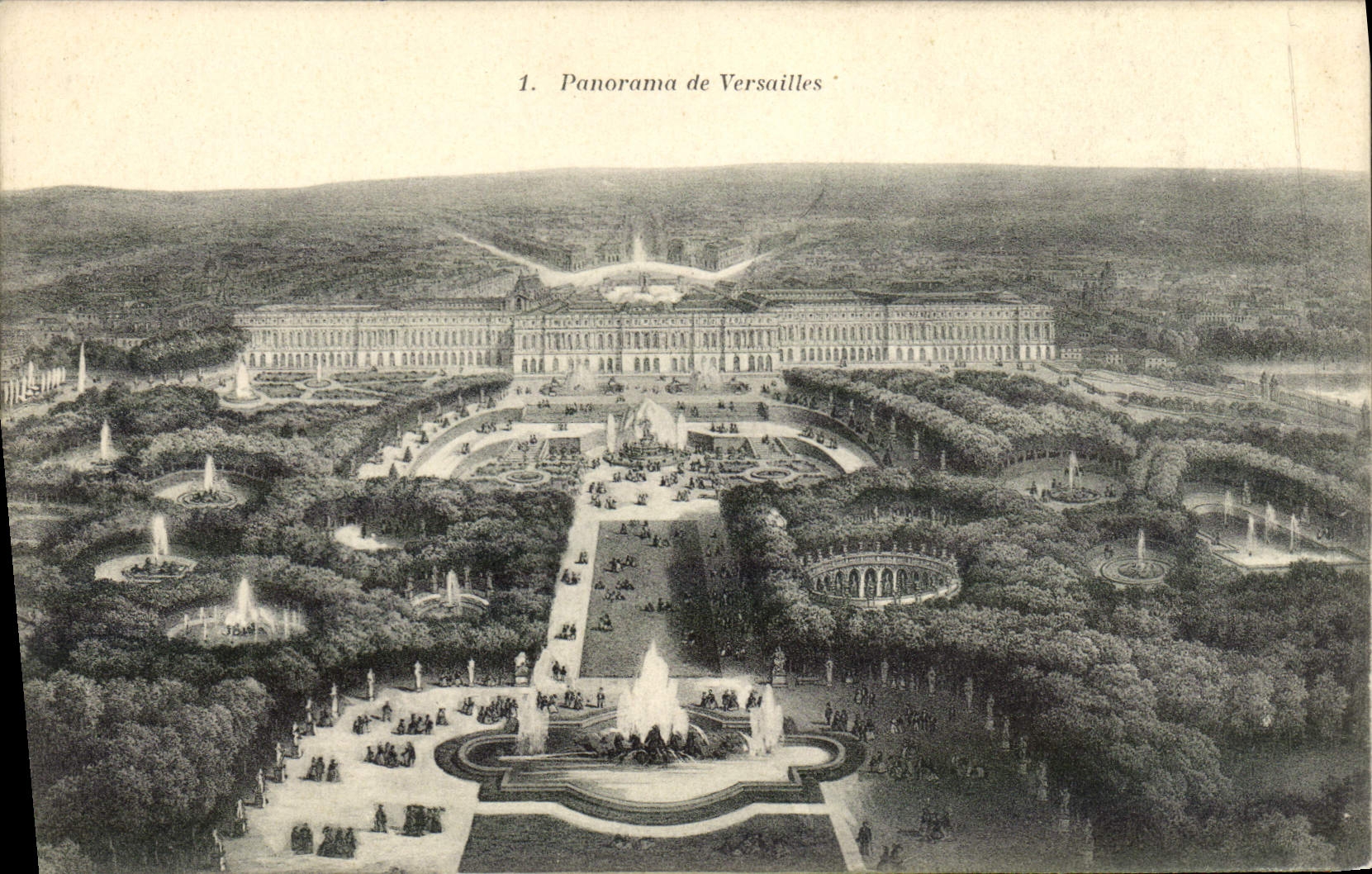 Panorama de Versailles — vue aérienne du château et des jardins — A. Bourdier, imp.-édit., Versailles - Anverso