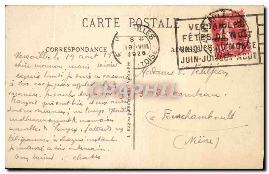 CPA Versailles Le parc l'orangerie — Verso