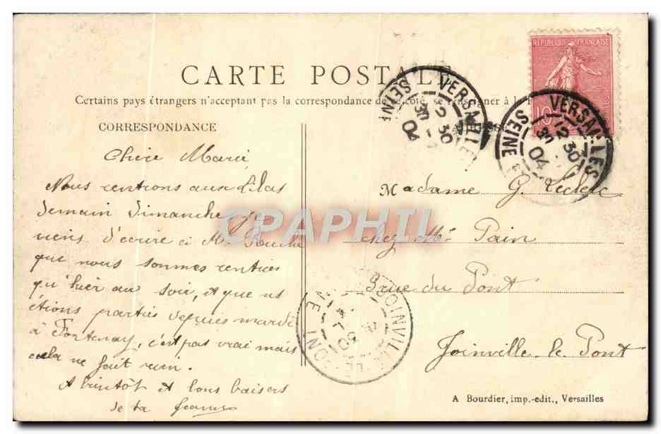 CPA Versailles La Maison de la reine et la laiterie a Trianon — Verso