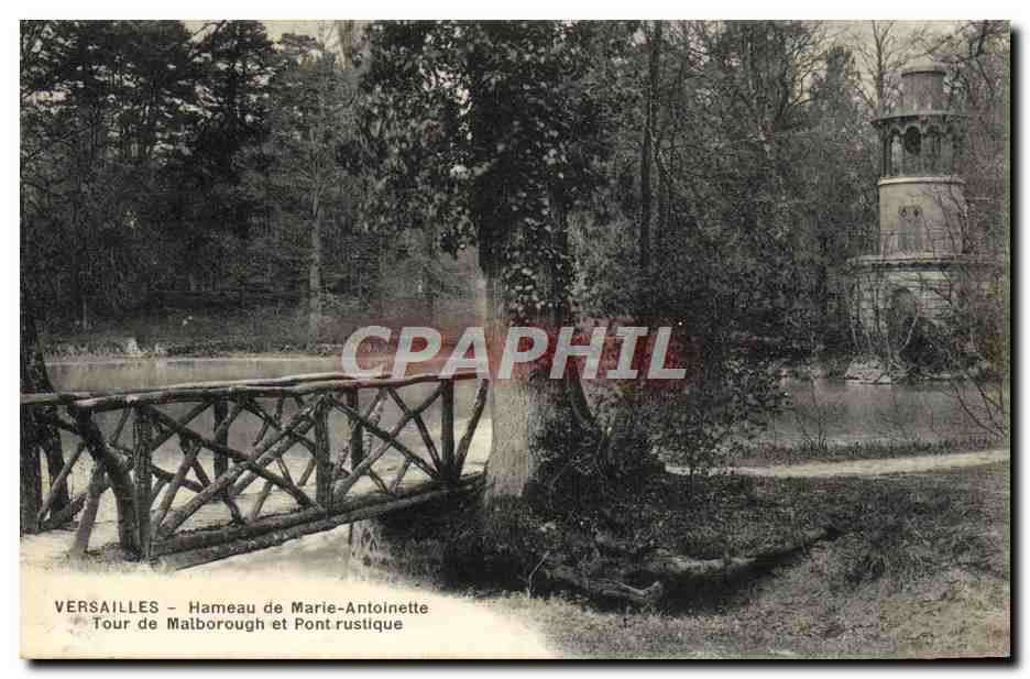 CPA Versailles Hameau De Marie Antoinette tour de Malborough et pont rustique