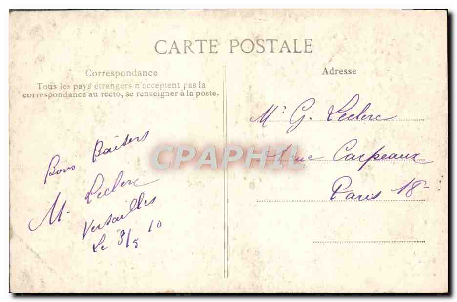 CPA Versailles Le Parc flore Le printemps — Verso