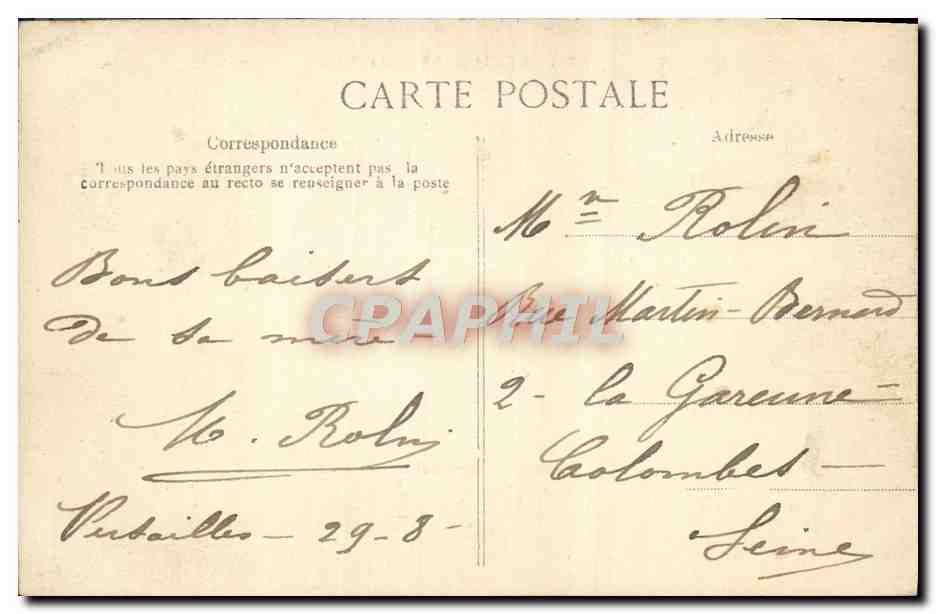 CPA Versailles Le Palais — Verso