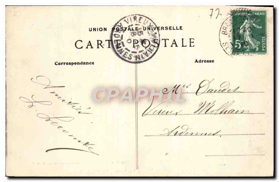 CPA Bray Sur Seine Les Promenades — Back