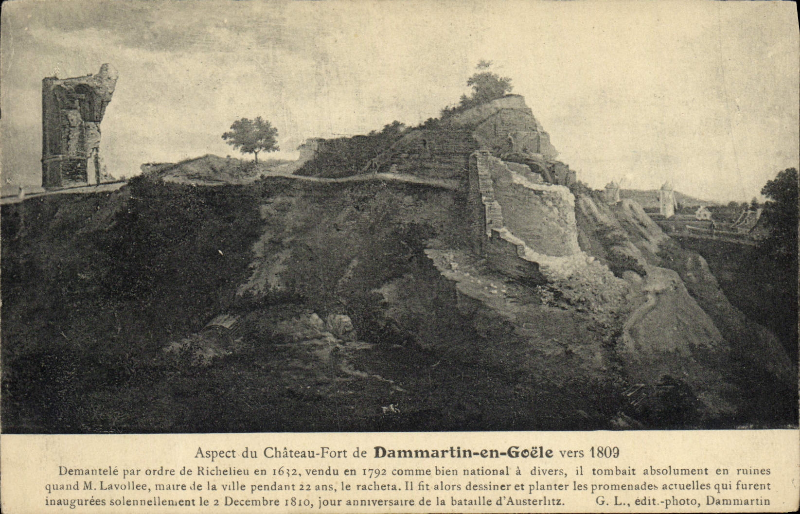 Aspect du Château-Fort de Dammartin-en-Goeële vers 1809 — G. L., édit.-photo, Dammartin-en-Goeële