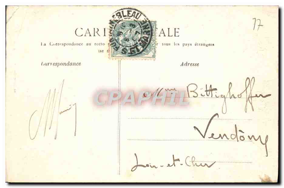 Palazzo di Fontainebleau — Il Castello e l'Étang des Carpes — B.R.O. & Cie, Editore — Verso