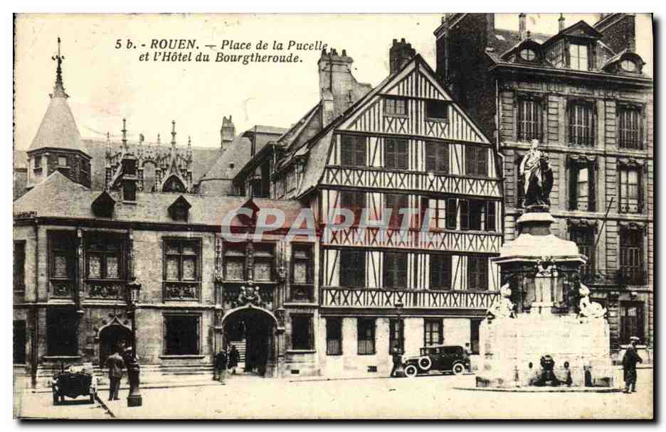 CPA Rouen Place De La Pucelle Et l'Hotel Du Bourgtheroude