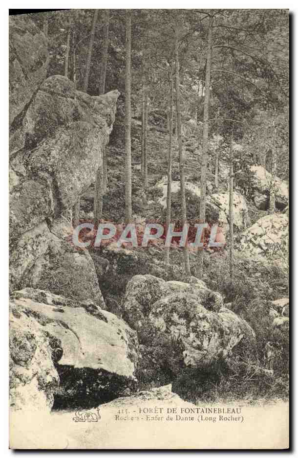 Cartolina d'epoca Foret De Fontainebleau Rochers Enfer de Dante