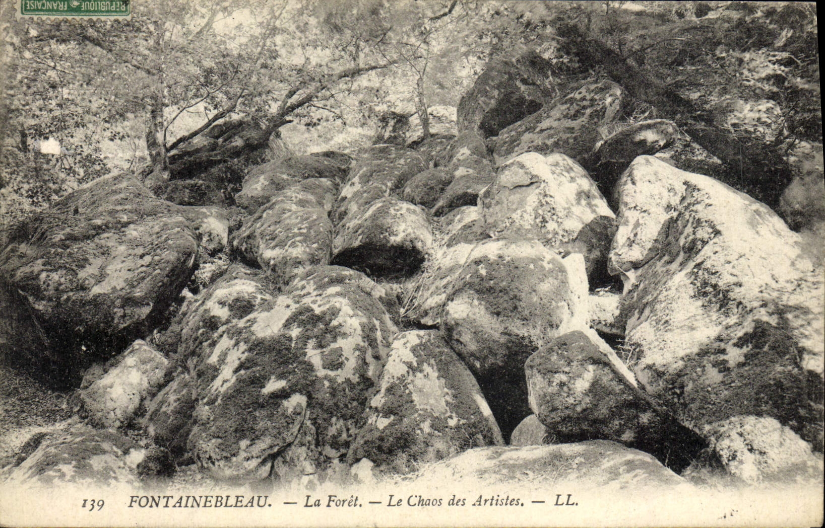 Antike Ansichtskarte Fontainebleau Wald Der Chaos Der Künstler