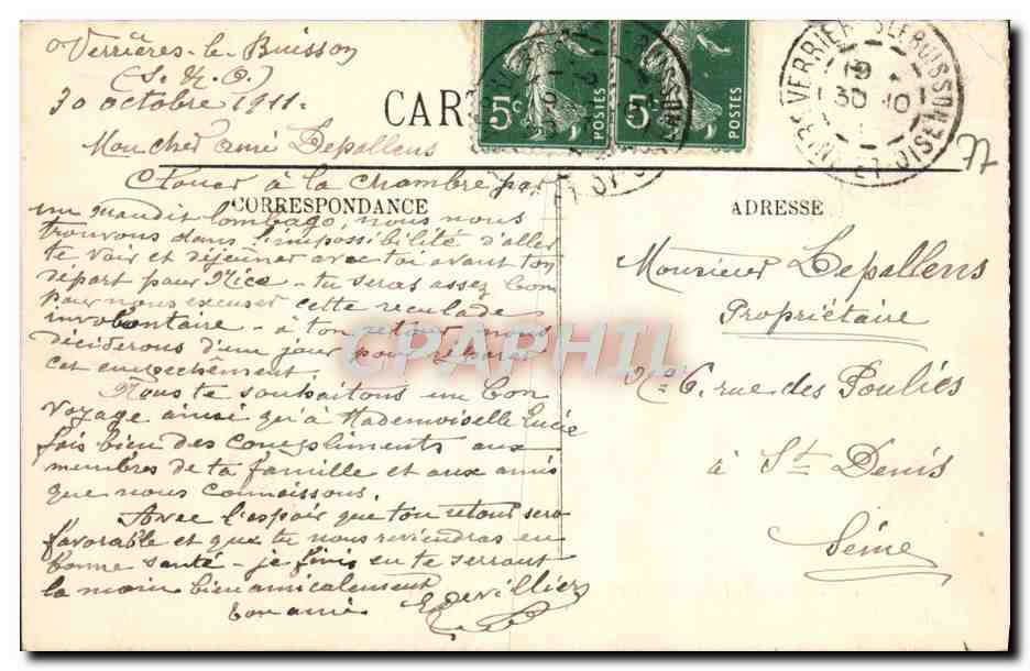 Fontainebleau — Le Palais et l'Étang aux Carpes — LL — Verso