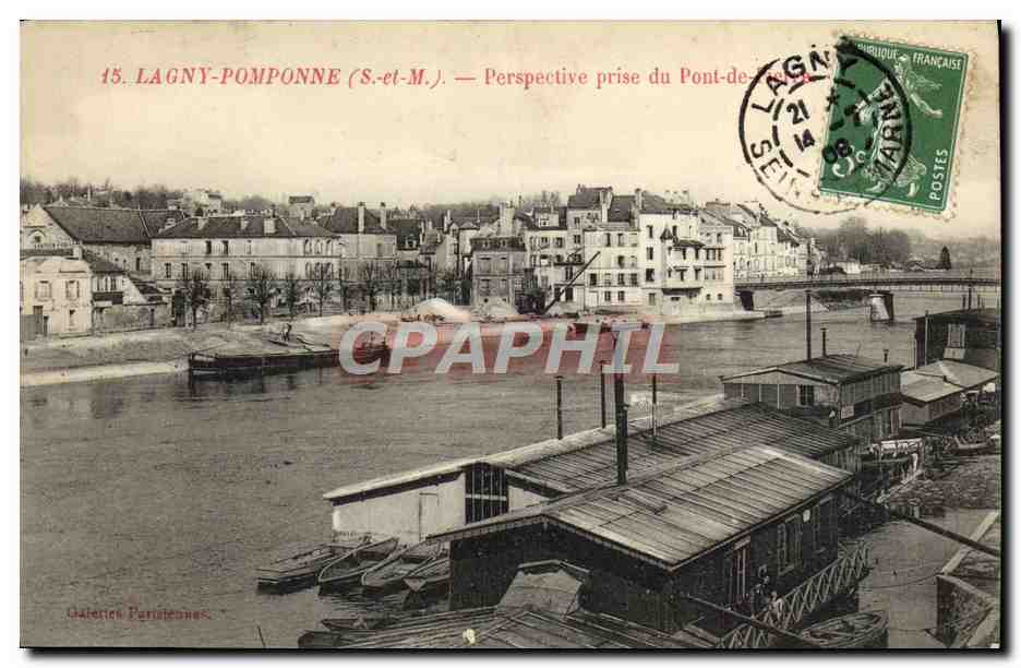 Lagny-Pomponne (S.-et-M.) — Perspective prise du Pont-de-Lagny — Galeries Parisiennes