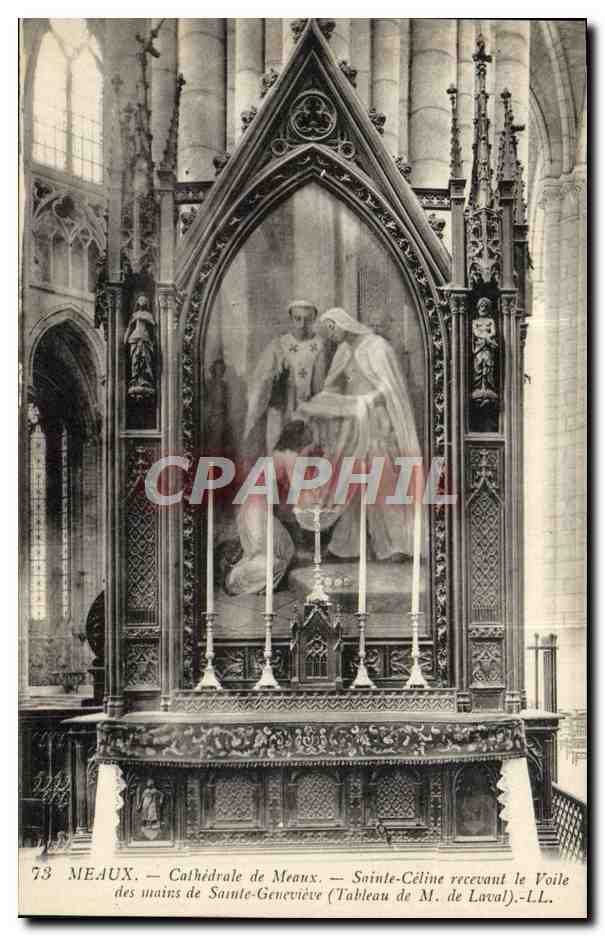 Meaux — Cathédrale de Meaux — Sainte-Céline recevant le Voile des mains de Sainte-Geneviève (Tableau de M. de Laval).-L.L.