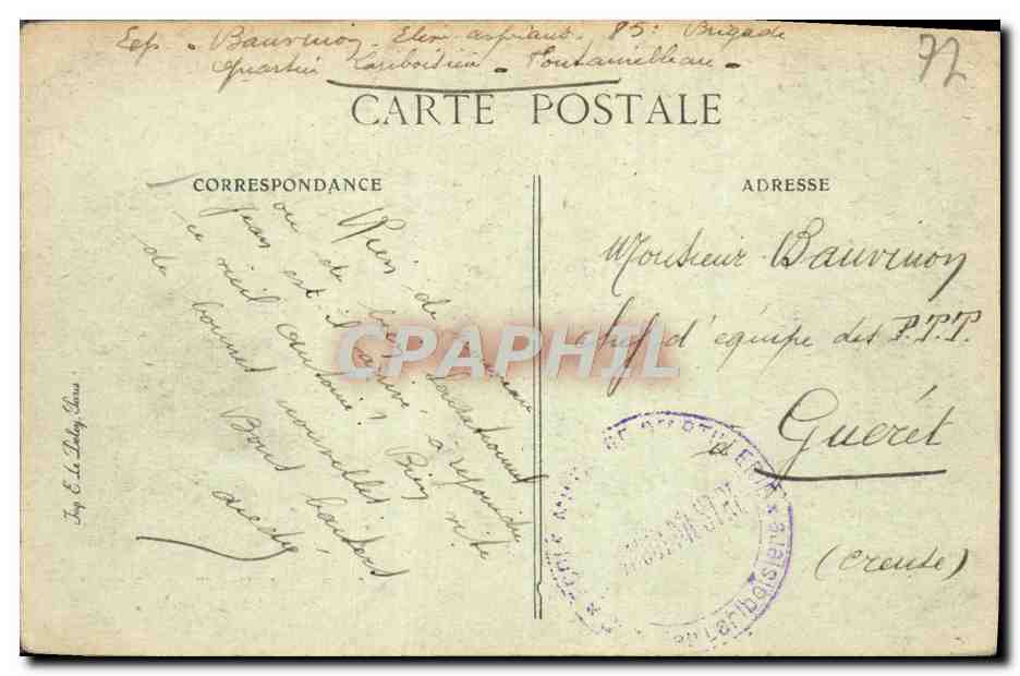 Palais de Fontainebleau — Cabinet de l'Abdication — Éditeur Japy & Le Diby, Paris, n° 265 — Achterkant