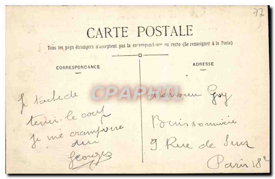 La Ferté-sous-Jonarre (S.& M.) — Le Pont Neuf — Bataille de la Marne (4 au 10 Sept. 1914) — Verso