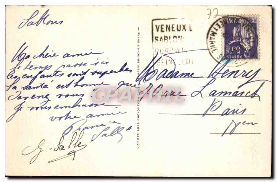 CPA Moret Le Moulin — Verso