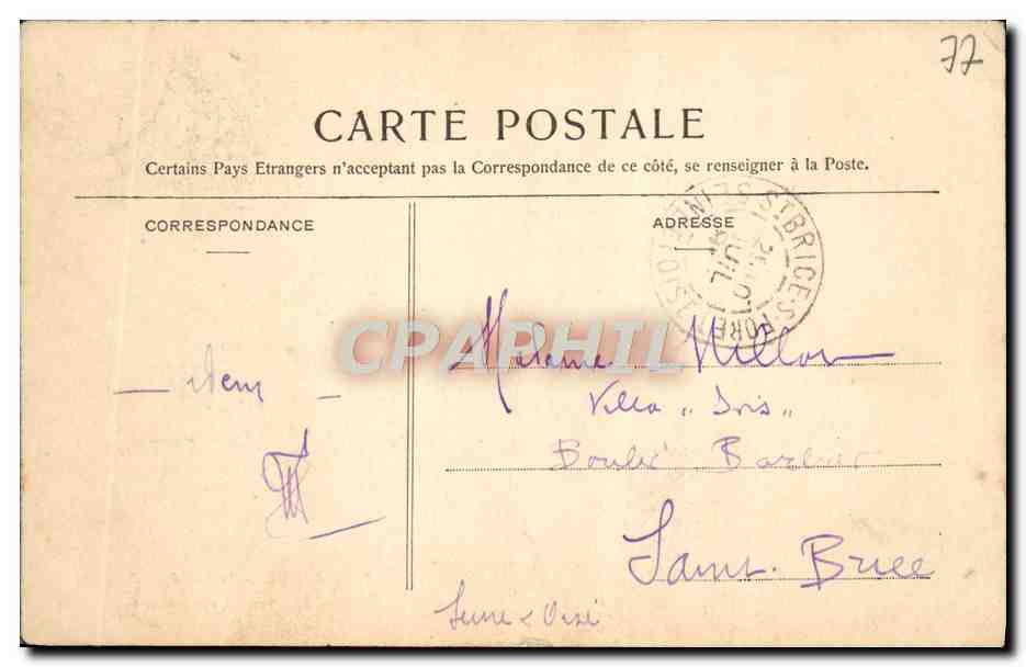 CPA Melun Les Bords De l'Almont — Rückseite