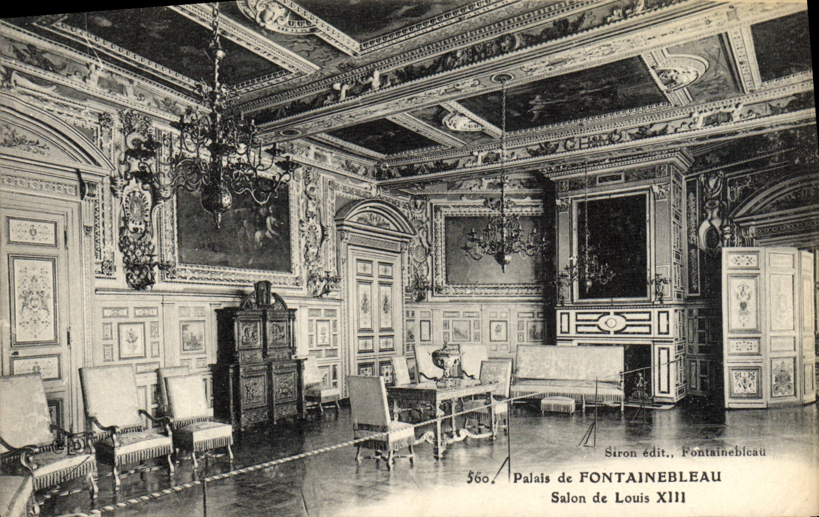 Palacio de FONTAINEBLEAU — Salón de Luis XIII — Siron edit., Fontainebleau