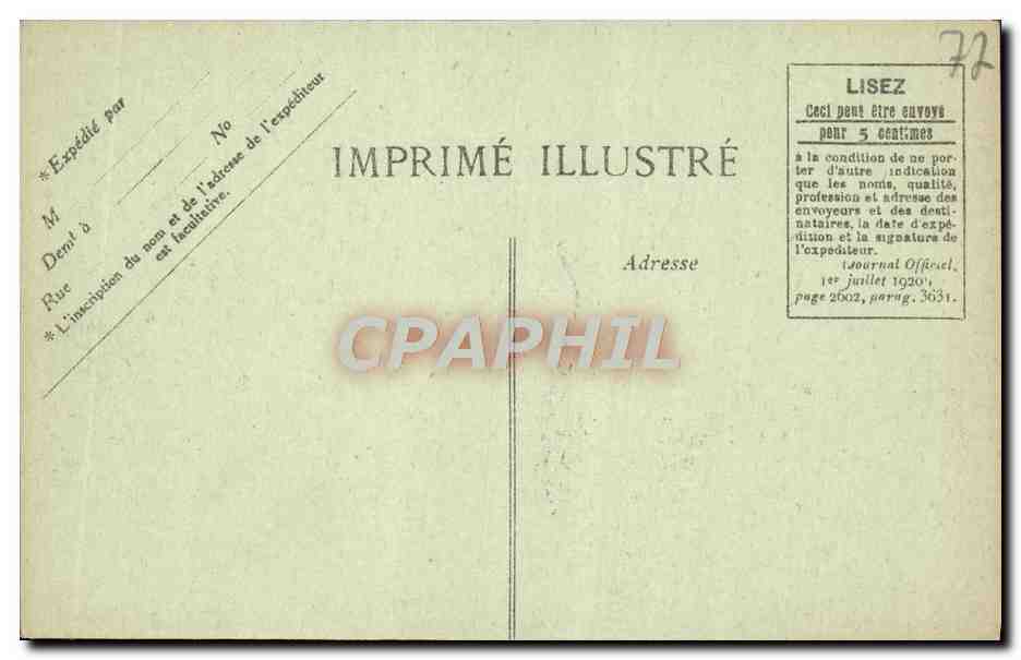 Palacio de FONTAINEBLEAU — Paseo de los Adioses — Impreso Ilustrado — Reverso