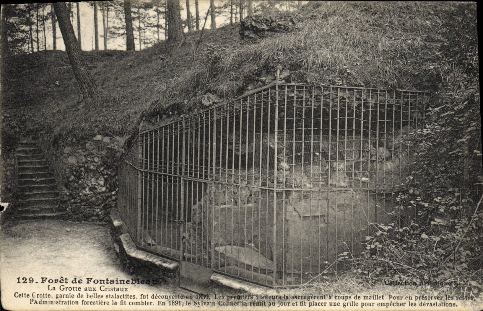 Forêt de Fontainebleau — La Grotte aux Cristaux — Imprimerie Photoméc. L. Ménard