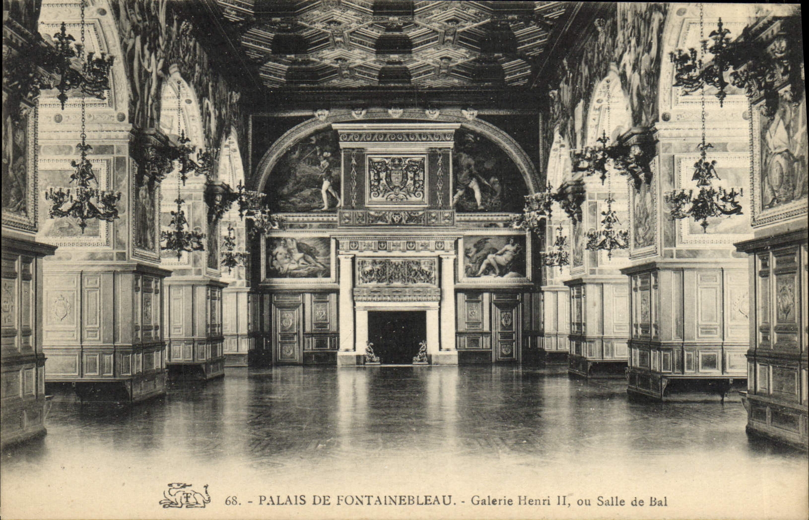 Palacio de Fontainebleau — Galería de Henri II, o Sala de Baile — editor no identificado, n° 68