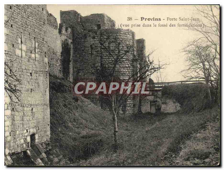 CPA Provins Porte Saint Jean Vue prise dans le fosse des fortifications