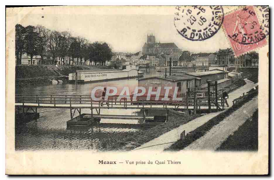 Meaux — Vue prise du Quai Thiers — éditeur anonyme, n° de série non visible