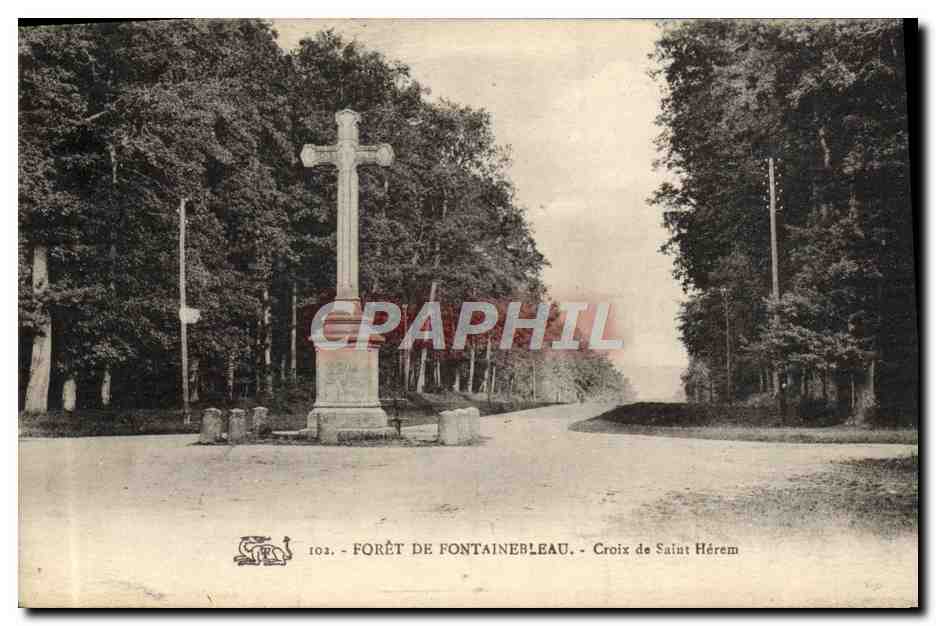 Foresta di Fontainebleau — Croce di San Hérem — editore non identificato, n° 102