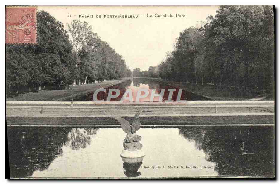 Palazzo di Fontainebleau — Il Canale del Parco — Fototipia L. Ménard, Fontainebleau