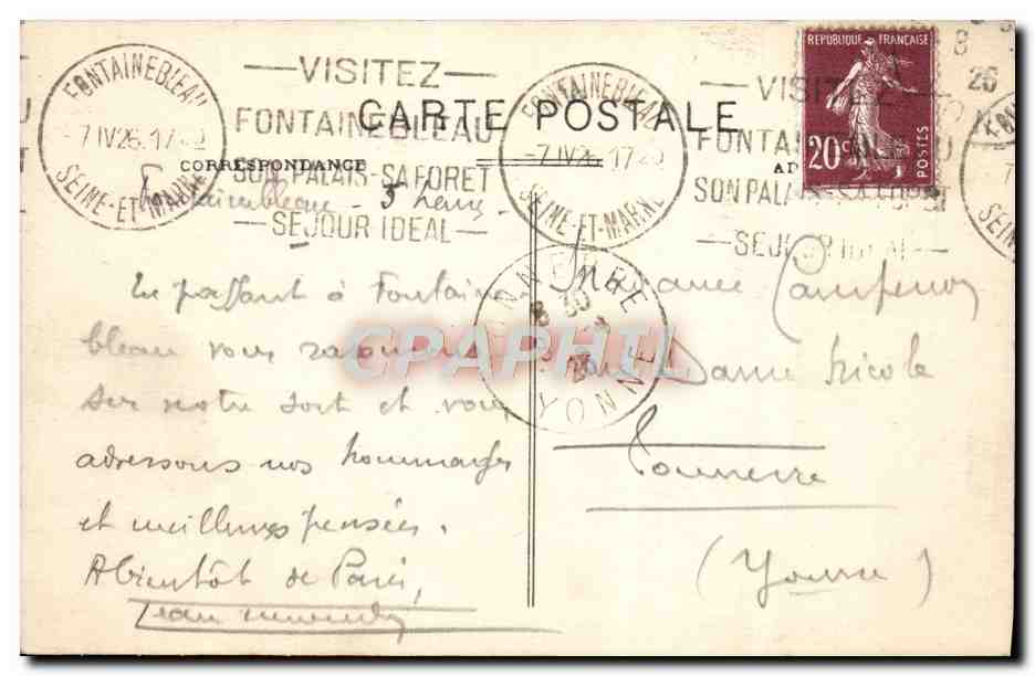 Bosque de Fontainebleau — Cruz de San Hérem — Editor: 102 — Reverso