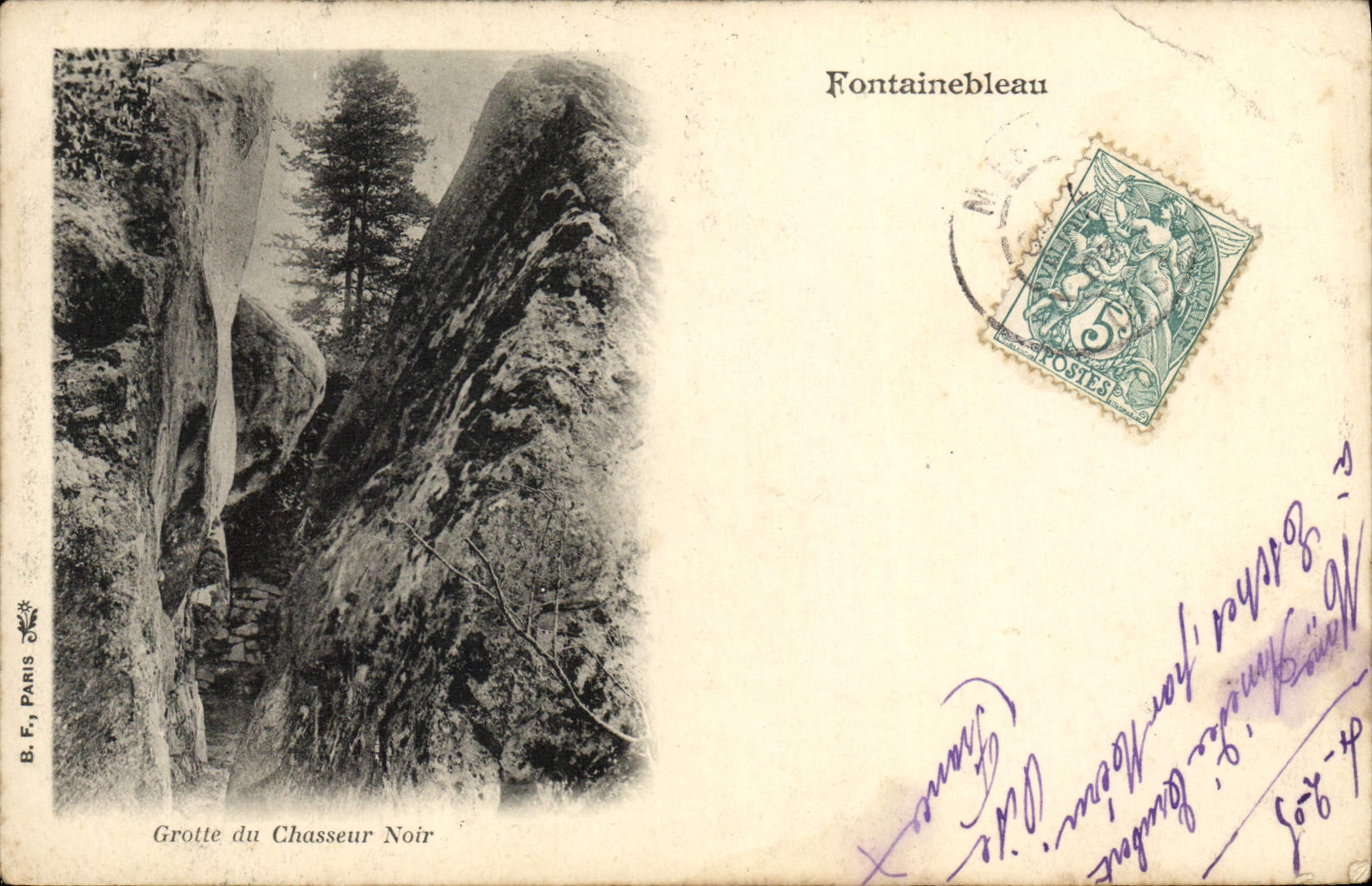 Antike Ansichtskarte Fontainebleau Grotte Du Chasseur Noir