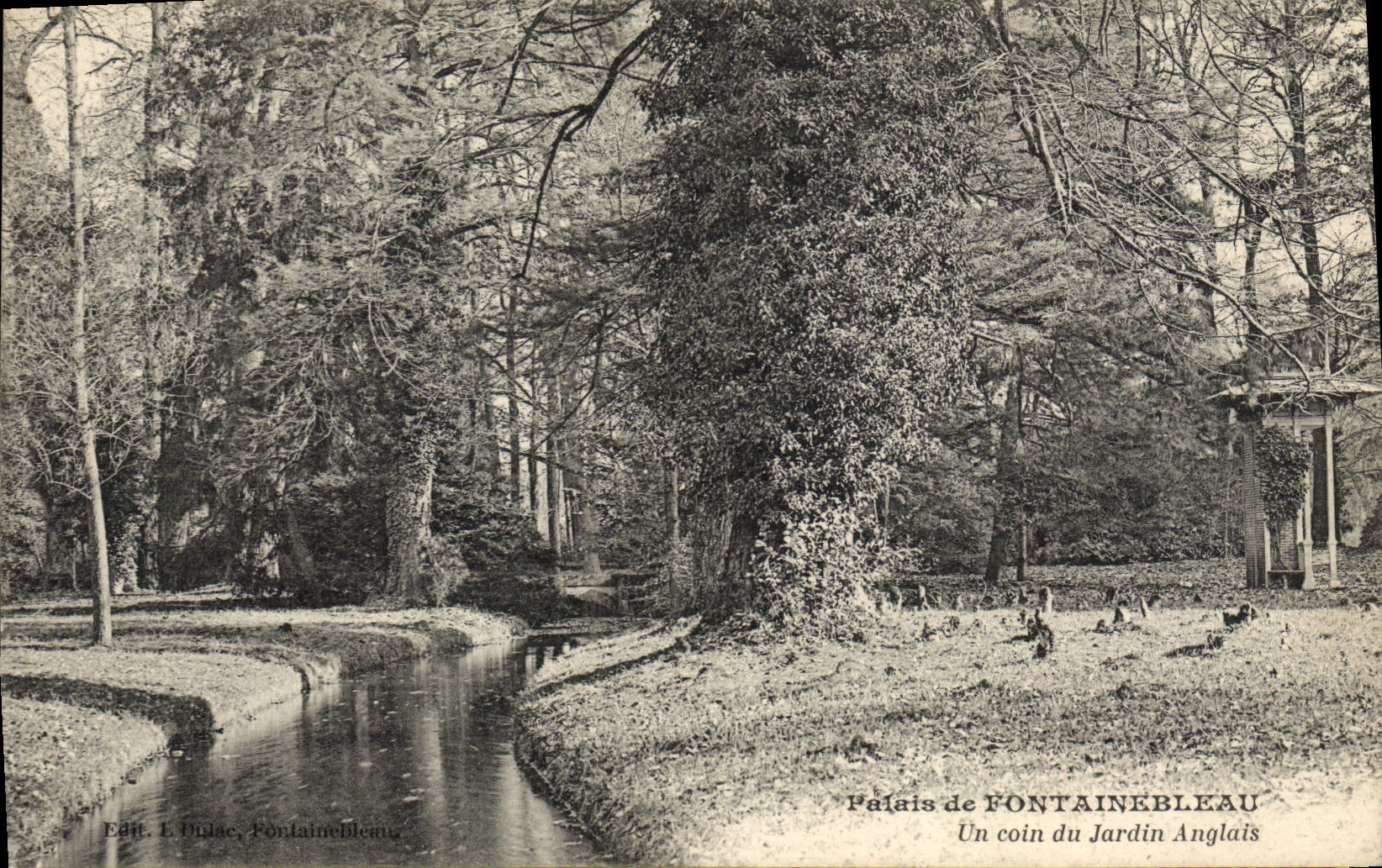 Palacio de FONTAINEBLEAU — Un rincón del Jardín Inglés — Ed. L. Dulac, Fontainebleau