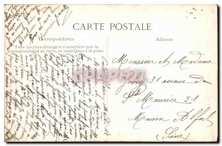 Bosque de Fontainebleau — Cruce del Nid de l'Aigle — Editor Fourcade, n° 118 — Reverso