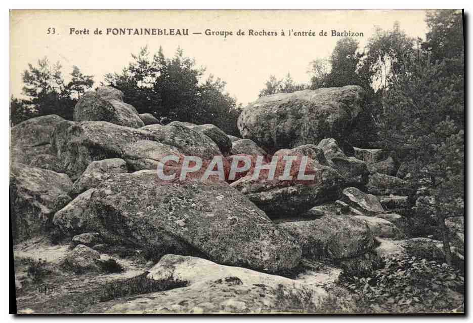 Bosque de FONTAINEBLEAU — Grupo de rocas a la entrada de Barbizon