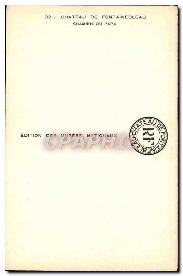 Cámara del Papa — Castillo de Fontainebleau — Edición de los Museos Nacionales n°32 — Reverso
