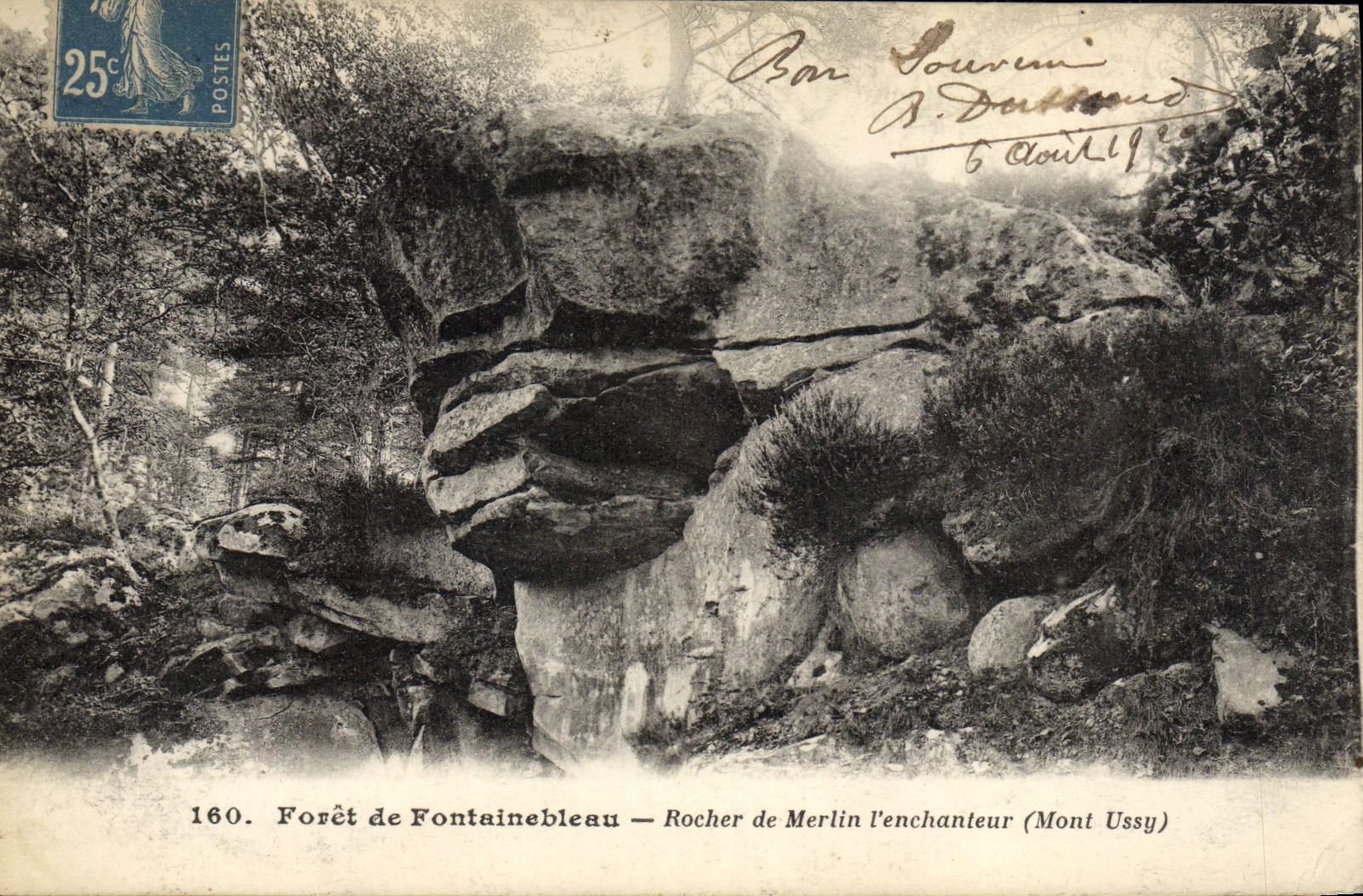 Forêt de Fontainebleau — Rocher de Merlin l'enchanteur (Mont Ussy) — éditeur non identifié, n° 160