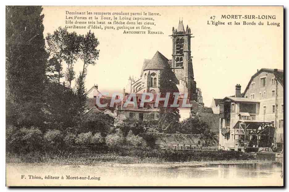 CPA Moret Sur Loing L'Eglise Et Les Bords Du Loing