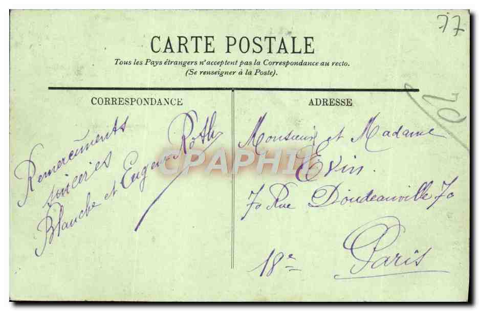 Fontainebleau — La Forêt — Le Carrefour du Nid de l'Aigle — LL. — N° 149 — Verso