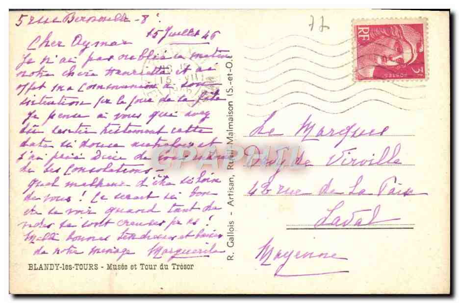 CPA Blandy Les Tours Musee Et Tour Du Tresor — Back