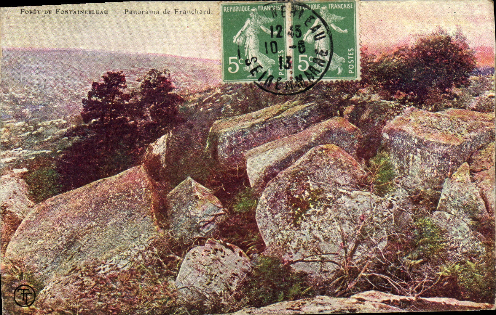 Forêt de Fontainebleau — Panorama de Franchard — Éditeur T. Fréteau, n° 12