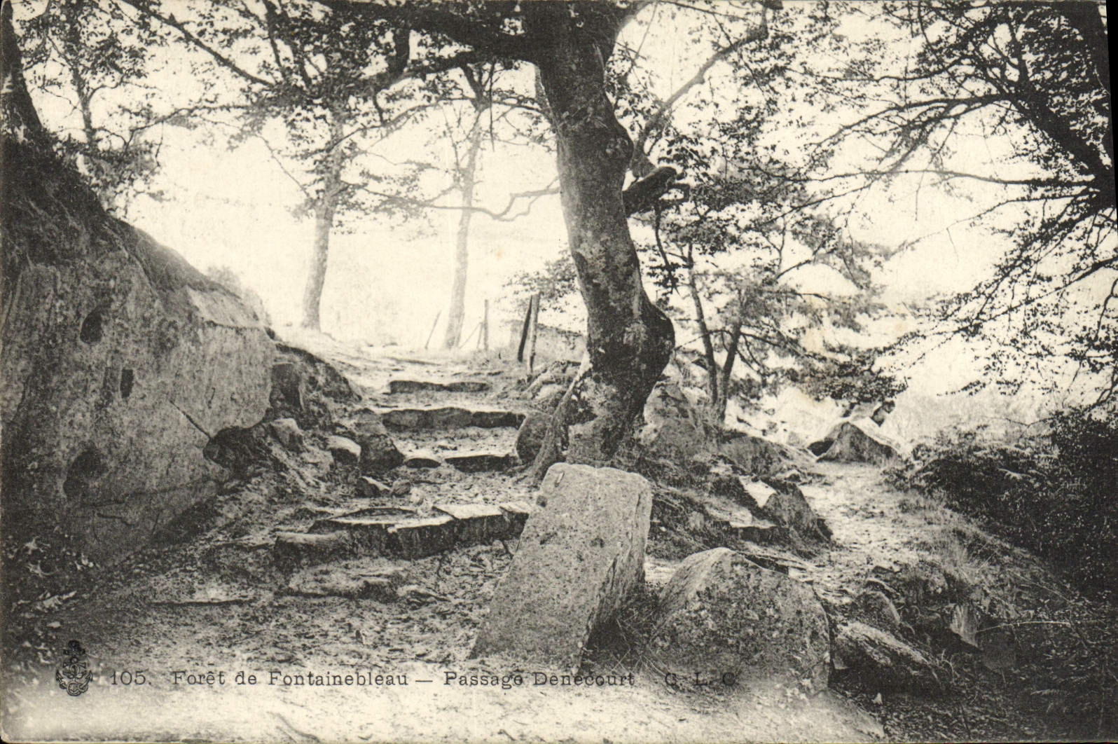 Bosque de Fontainebleau — Paso Denecourt — C. L. C. — n° 105 - Anverso