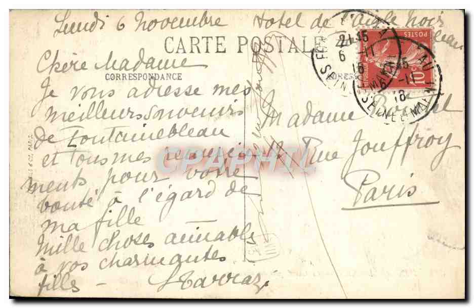 Fontainebleau — El Canal cerca de las Cascadas — N.G. n°394 — Reverso