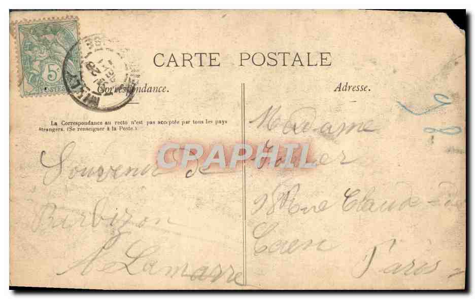 Bosque de Fontainebleau — Esfinge de los Druidas — Editor B. Rindel, n° 67 — Reverso