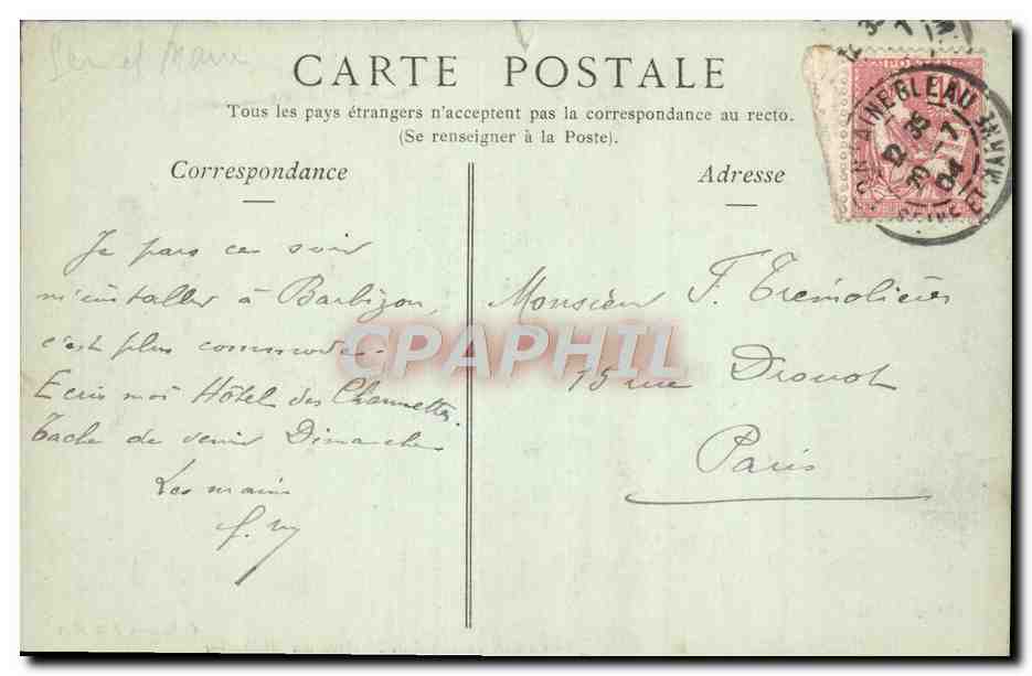 Palais de Fontainebleau — Cabinet où Napoléon Ier signa son Abdication — Collections ND Phot — Verso