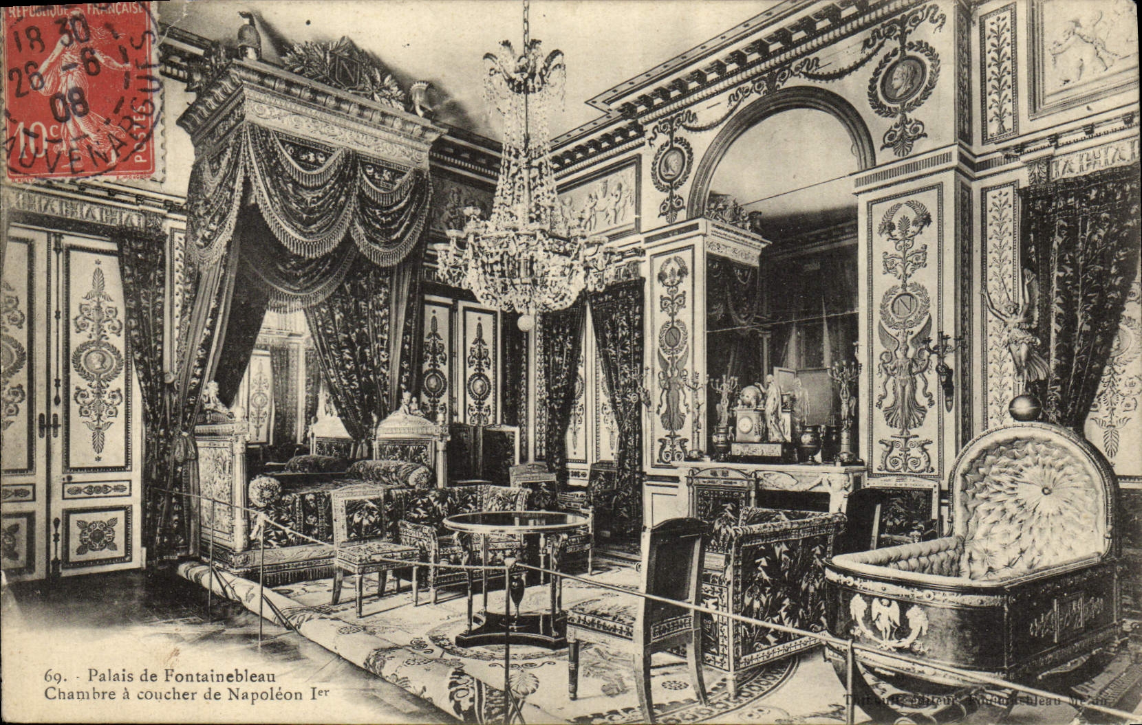Palacio de Fontainebleau — Habitación de Napoleón I — Editor: Théophile Béatrice
