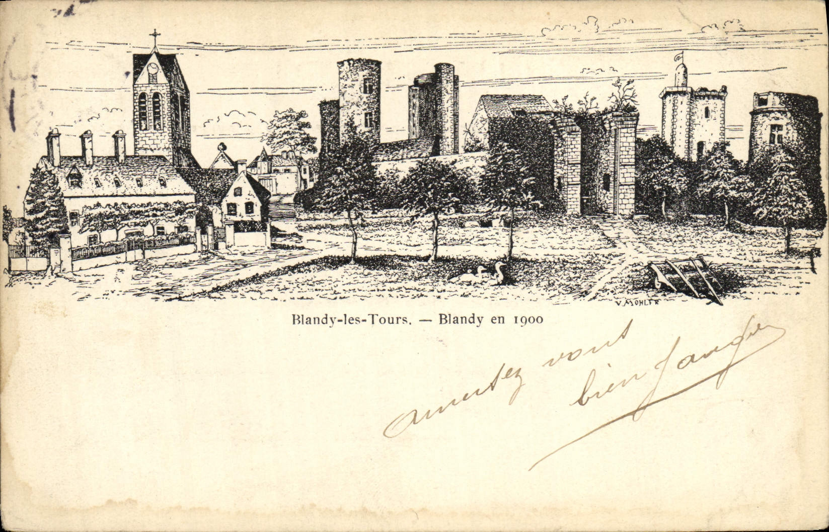 CPA Blandy Les Tours Blandy en 1900