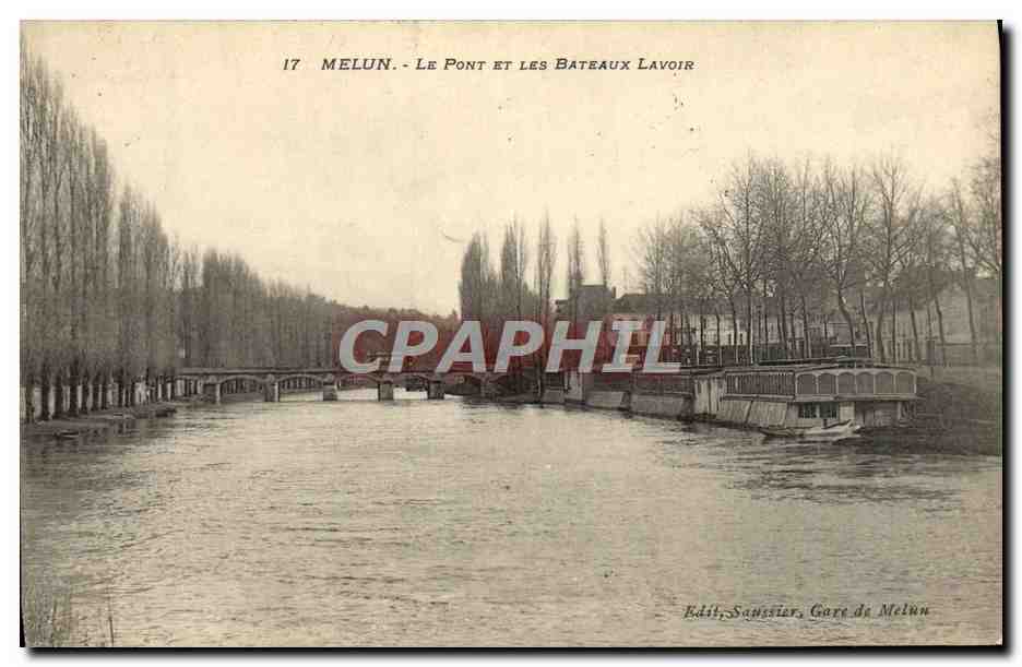 CPA Melun Le Pont Et Les Bateaux Lavoir